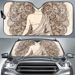 Beige Buddha Mandala Print Car Sun Shade GearFrost