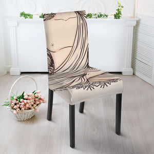 Beige Buddha Mandala Print Dining Chair Slipcover