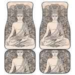 Beige Buddha Mandala Print Front and Back Car Floor Mats