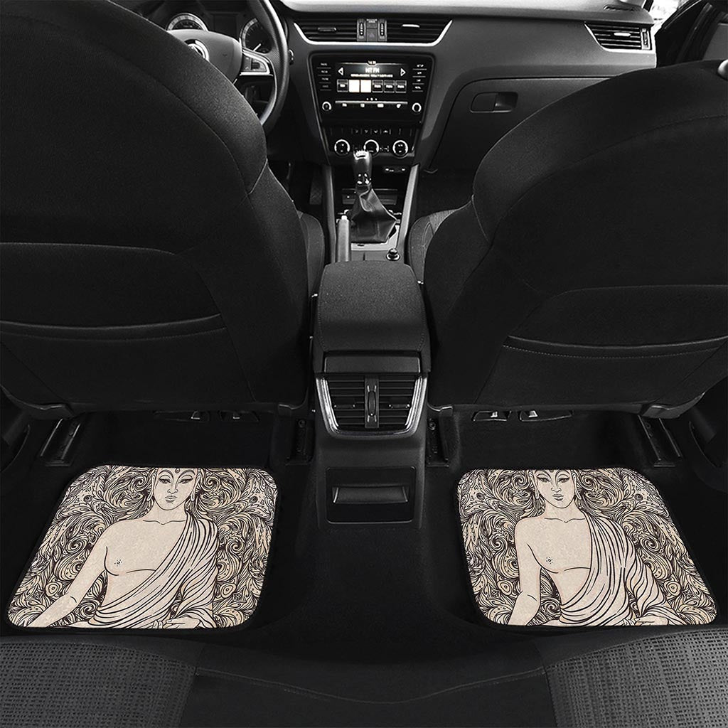 Beige Buddha Mandala Print Front and Back Car Floor Mats