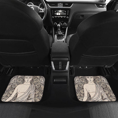 Beige Buddha Mandala Print Front and Back Car Floor Mats