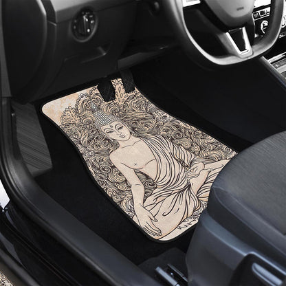 Beige Buddha Mandala Print Front and Back Car Floor Mats