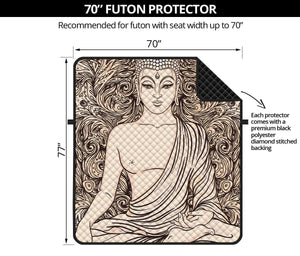 Beige Buddha Mandala Print Futon Protector