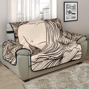 Beige Buddha Mandala Print Half Sofa Protector