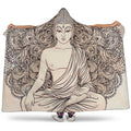 Beige Buddha Mandala Print Hooded Blanket