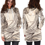 Beige Buddha Mandala Print Hoodie Dress GearFrost