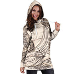 Beige Buddha Mandala Print Hoodie Dress GearFrost