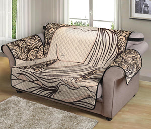 Beige Buddha Mandala Print Loveseat Protector