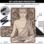 Beige Buddha Mandala Print Loveseat Protector