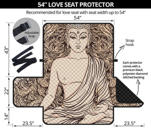 Beige Buddha Mandala Print Loveseat Protector