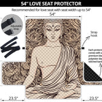 Beige Buddha Mandala Print Loveseat Protector