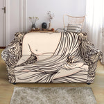 Beige Buddha Mandala Print Loveseat Slipcover