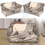 Beige Buddha Mandala Print Loveseat Slipcover