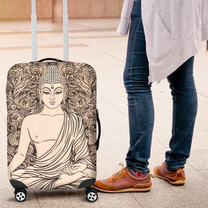 Beige Buddha Mandala Print Luggage Cover GearFrost