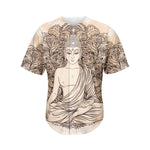 Beige Buddha Mandala Print Men's Baseball Jersey