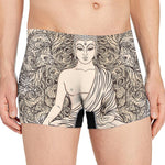 Beige Buddha Mandala Print Men's Boxer Briefs