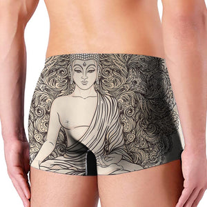 Beige Buddha Mandala Print Men's Boxer Briefs