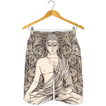 Beige Buddha Mandala Print Men's Shorts