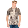 Beige Buddha Mandala Print Men's T-Shirt