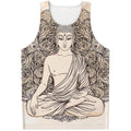 Beige Buddha Mandala Print Men's Tank Top