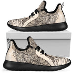 Beige Buddha Mandala Print Mesh Knit Shoes GearFrost