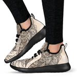 Beige Buddha Mandala Print Mesh Knit Shoes GearFrost