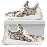 Beige Buddha Mandala Print Mesh Knit Shoes GearFrost