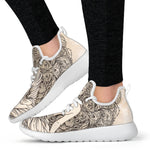 Beige Buddha Mandala Print Mesh Knit Shoes GearFrost