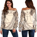 Beige Buddha Mandala Print Off The Shoulder Sweatshirt