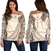 Beige Buddha Mandala Print Off Shoulder Sweatshirt GearFrost