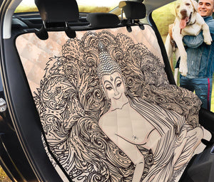 Beige Buddha Mandala Print Pet Car Back Seat Cover