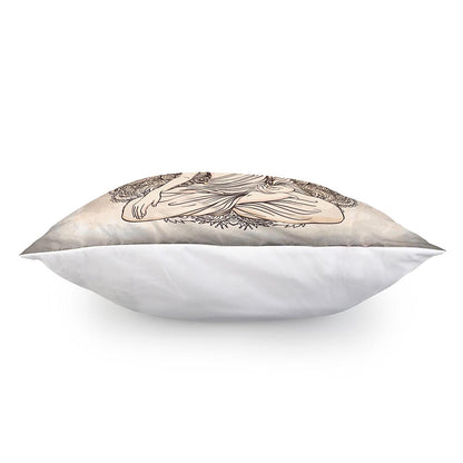 Beige Buddha Mandala Print Pillow Cover