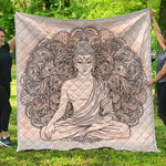 Beige Buddha Mandala Print Quilt