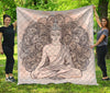 Beige Buddha Mandala Print Quilt