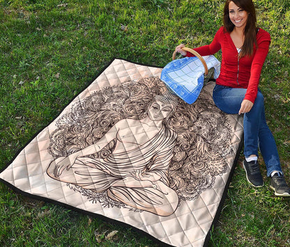 Beige Buddha Mandala Print Quilt