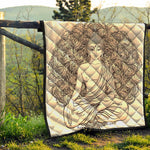 Beige Buddha Mandala Print Quilt