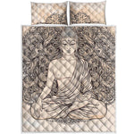 Beige Buddha Mandala Print Quilt Bed Set