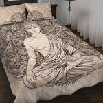 Beige Buddha Mandala Print Quilt Bed Set