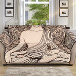 Beige Buddha Mandala Print Sofa Protector