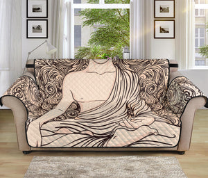 Beige Buddha Mandala Print Sofa Protector