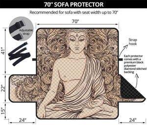 Beige Buddha Mandala Print Sofa Protector