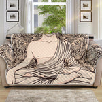 Beige Buddha Mandala Print Sofa Protector