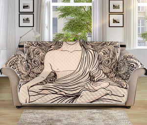 Beige Buddha Mandala Print Sofa Protector