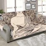 Beige Buddha Mandala Print Sofa Protector