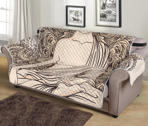 Beige Buddha Mandala Print Sofa Protector