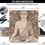 Beige Buddha Mandala Print Sofa Protector