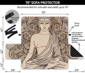 Beige Buddha Mandala Print Sofa Protector