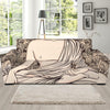 Beige Buddha Mandala Print Sofa Slipcover