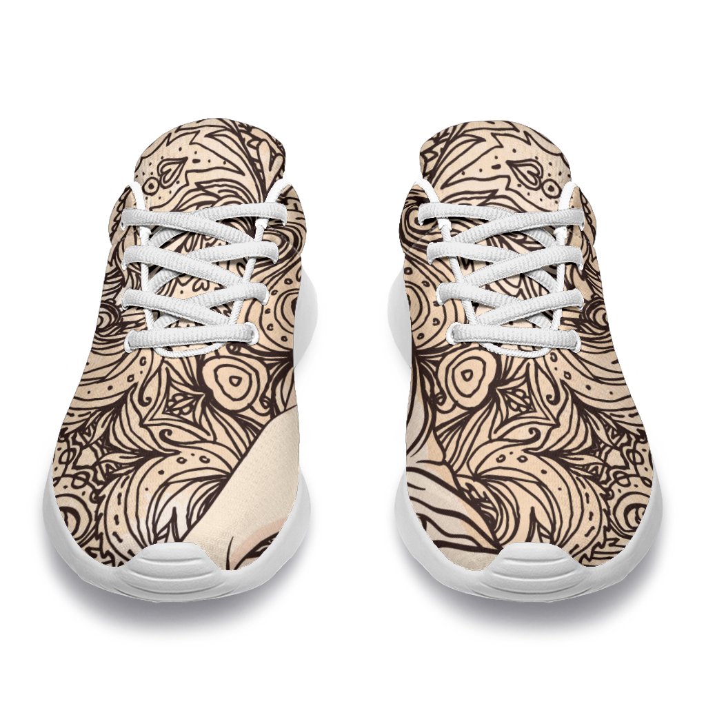 Beige Buddha Mandala Print Sport Shoes GearFrost