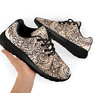 Beige Buddha Mandala Print Sport Shoes GearFrost